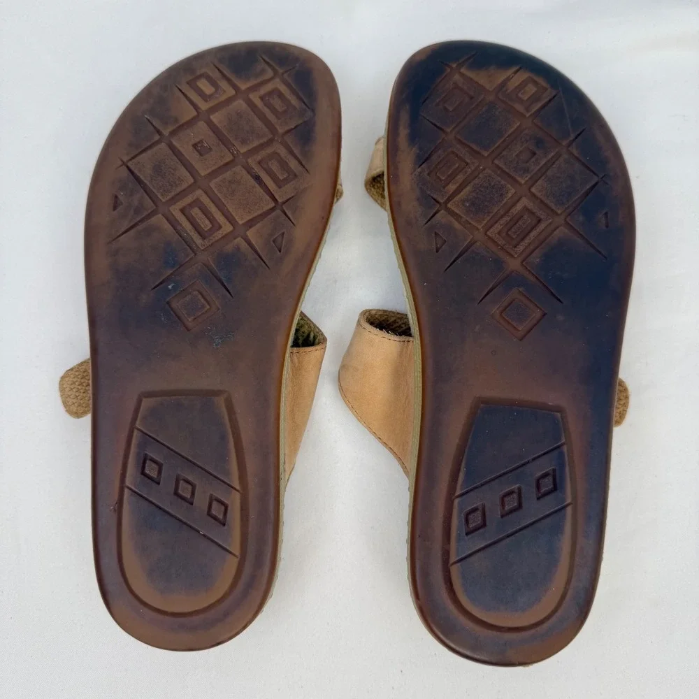 GH Bass Tan Leather Toe Loop Slide Sandals Buckle Strap Womens 6M 4235-260